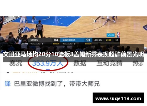 文班亚马场均20分10篮板3盖帽新秀表现超群前景光明